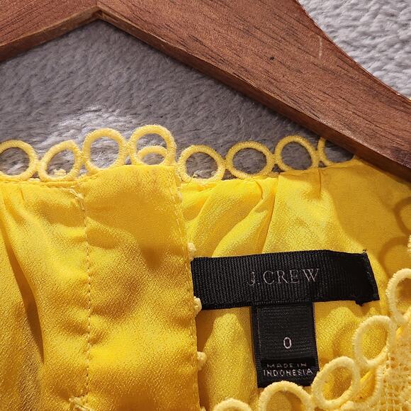 J. Crew Womens Yellow Layered Multi Pattern Crochet Sleeveless Blouse Size 0 - Picture 3 of 13